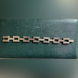 VTG Antique Sterling Silver Floral Etched Bracelet Hollow Brick Style Link 7 In